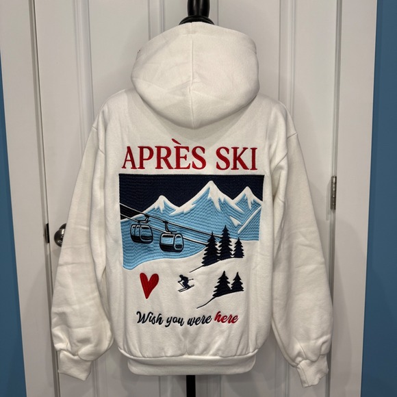 Altar'd State AS Revival Cream Apres Ski Embroidered Hoodie Whipstitch Size XXS - Picture 7 of 11